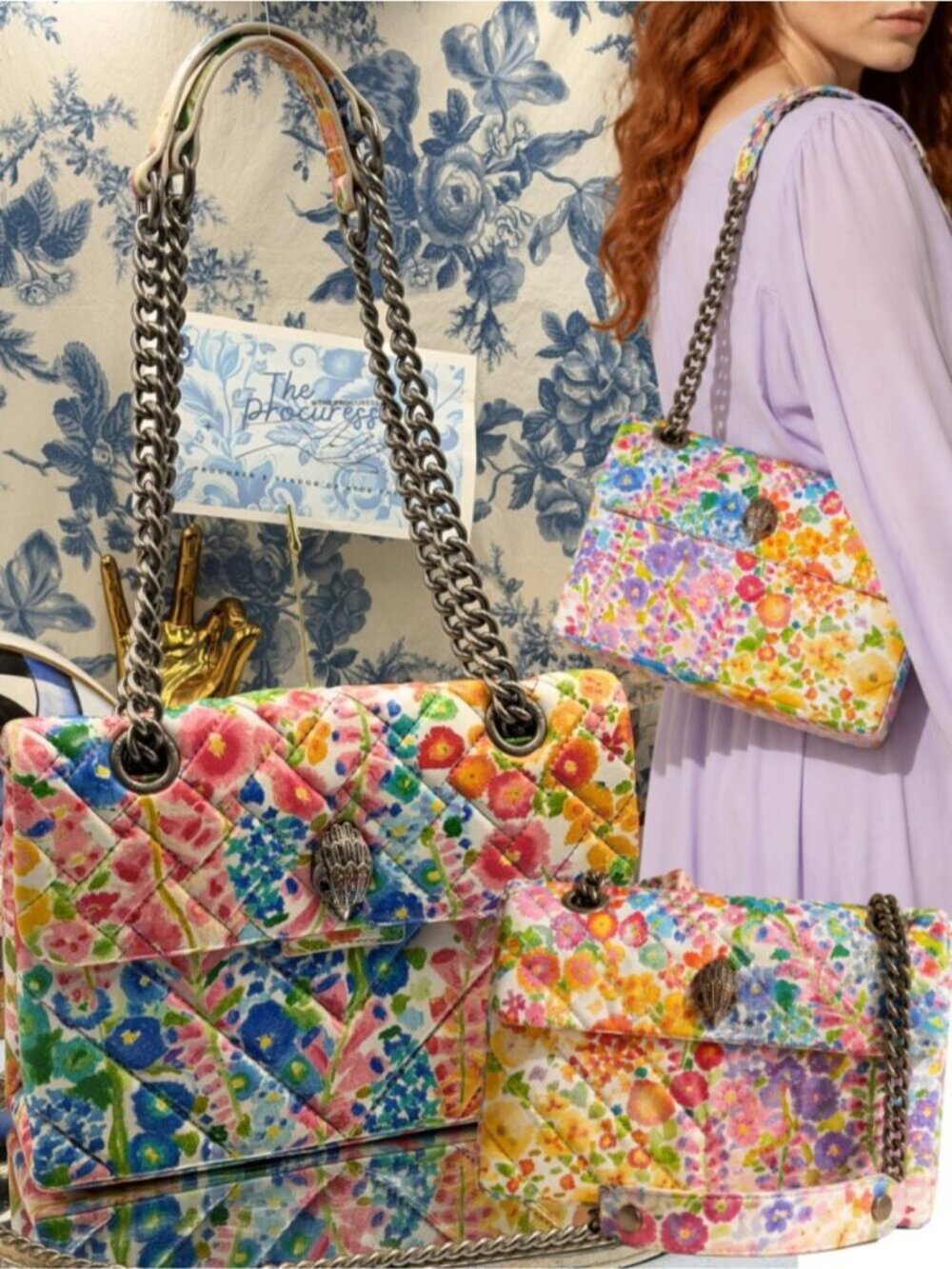 🆕 KURT GEIGER LONDON 🧿 NWOT Floral Couture Kensington Bag, Bright Floral Print